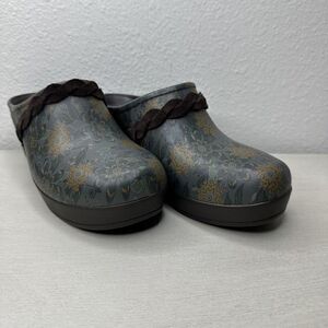 CROCS SARAH Floral CLOGS w/ Suede LEATHER STRAP Comfort SHOES